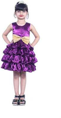 Wish littlle Girls Above Knee Party Dress(Purple, Sleeveless)