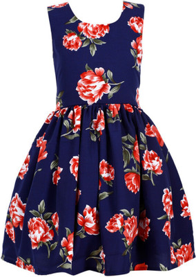 Readyme Sabse Pahle Girls Midi/Knee Length Casual Dress(Multicolor, Sleeveless)