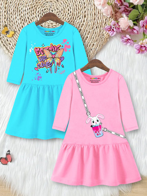 Trampoline Girls Midi/Knee Length Casual Dress(Multicolor, 3/4 Sleeve)