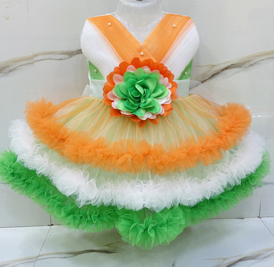 MJ Laskar Baby Girls Above Knee Festive/Wedding Dress(Multicolor, Sleeveless)