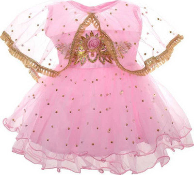 aruna creation Baby Girls Midi/Knee Length Party Dress(Pink, Half Sleeve)