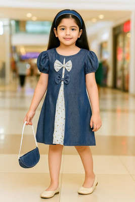RadhikaFaashion Indi Baby Girls Above Knee Party Dress(Blue, Half Sleeve)