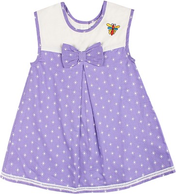 SHOPPERTREE Girls Midi/Knee Length Casual Dress(Purple, Sleeveless)