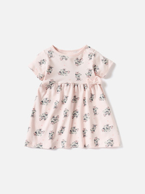 JUNIORS by Babyshop Baby Girls Midi/Knee Length Casual Dress(Pink, Short Sleeve)