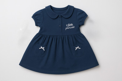 Elegant Attire Baby Girls Midi/Knee Length Casual Dress(Dark Blue, Half Sleeve)