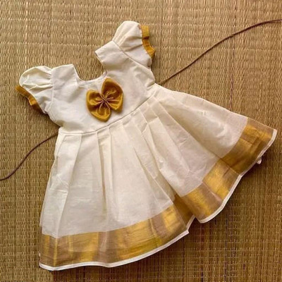 A Kasis Dresses Baby Girls Below Knee Festive/Wedding Dress(White, Cap Sleeve)