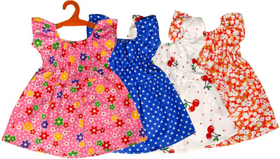 TVESA Indi Baby Girls Midi/Knee Length Casual Dress(Multicolor, Short Sleeve)