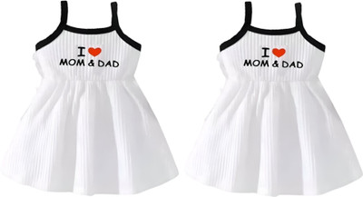 BISAL Baby Girls Midi/Knee Length Party Dress(White, Sleeveless)