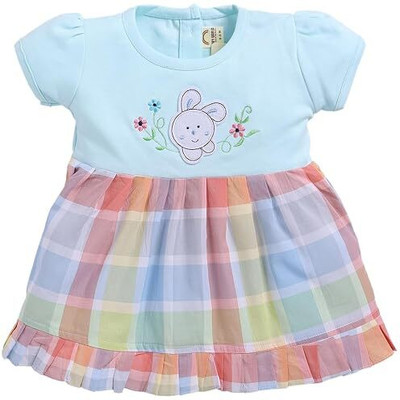 Baby World Baby Girls Below Knee Casual Dress(Light Green, Half Sleeve)