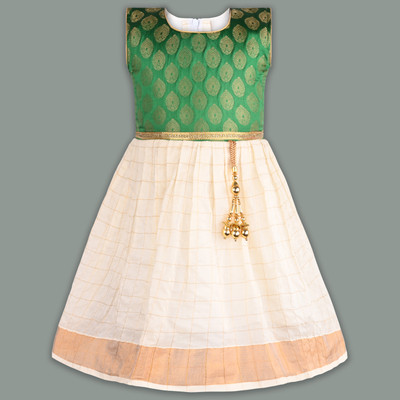 Wishkaro Baby Girls Midi/Knee Length Festive/Wedding Dress(Green, Sleeveless)