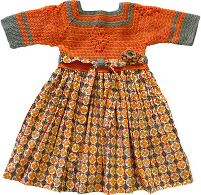 Little Aayu Girls Midi/Knee Length Casual Dress(Multicolor, 3/4 Sleeve)