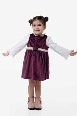 One Friday Baby Girls Midi/Knee Length Party Dress(Purple, Full Sleeve)