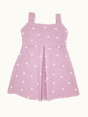 Zizuka Indi Baby Girls Midi/Knee Length Casual Dress(Pink, Sleeveless)