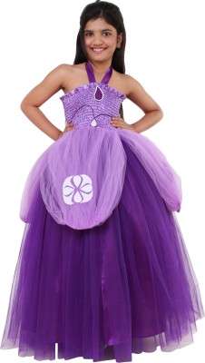 Shahina Fashion Girls Maxi/Full Length Party Dress(Purple, Sleeveless)