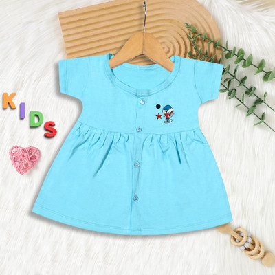 KIDEEZGUILD... Baby Girls Above Knee Casual Dress(Light Blue, Half Sleeve)