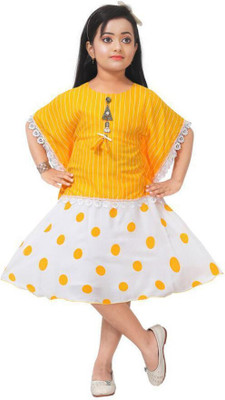 LINK KWALITY GARMENTS Girls Midi/Knee Length Casual Dress(Multicolor, Short Sleeve)
