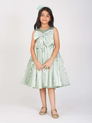 CREATIVE KID'S Indi Girls Midi/Knee Length Party Dress(Green, Sleeveless)
