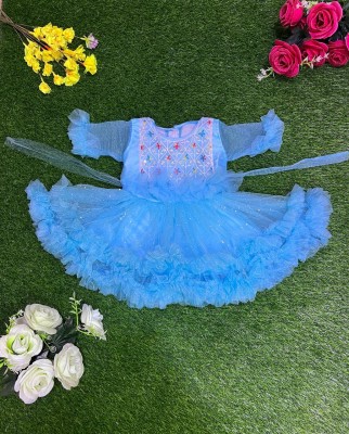 NAJIRADRESSES Baby Girls Above Knee Festive/Wedding Dress(Light Blue, Short Sleeve)