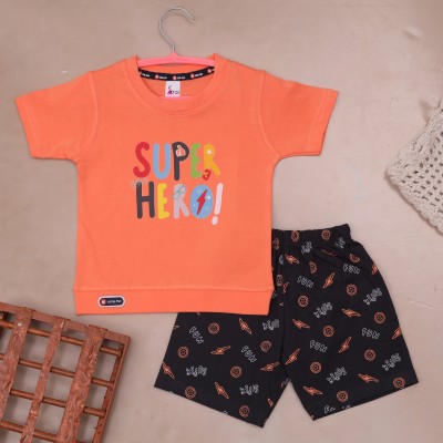 Netra Creation Baby Boys & Baby Girls Party(Festive) T-shirt Shorts(ORANGE)