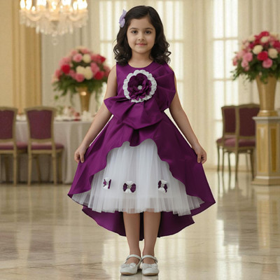 EX ETERNAL LEXIS Indi Girls Midi/Knee Length Festive/Wedding Dress(Purple, Sleeveless)