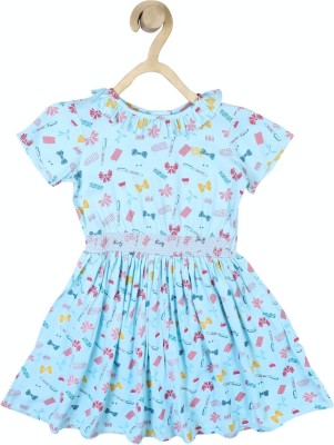 Allen Solly Girls Midi/Knee Length Casual Dress(Blue, Short Sleeve)