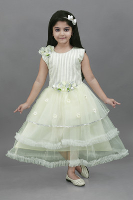 SRX COLLECTION Girls Maxi/Full Length Party Dress(Light Green, Sleeveless)