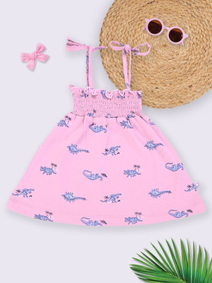 YK X Tinyo Baby Girls Midi/Knee Length Casual Dress(Pink, Sleeveless)