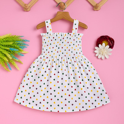 SAK CREATION Baby Girls Midi/Knee Length Party Dress(White, Sleeveless)