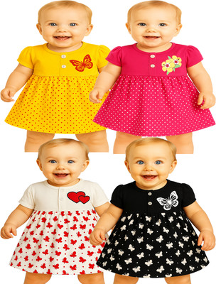 KidzzCart Indi Baby Girls Midi/Knee Length Casual Dress(Multicolor, Half Sleeve)