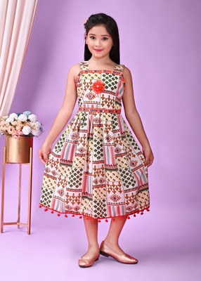 Five Star collection Indi Baby Girls Below Knee Festive/Wedding Dress(Multicolor, Fashion Sleeve)