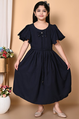 JANAM ENTERPRISE Baby Girls Midi/Knee Length Casual Dress(Beige, Short Sleeve)
