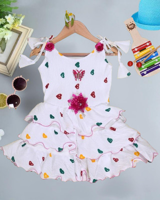 Funnyboo Baby Girls Midi/Knee Length Party Dress(Multicolor, Noodle strap)