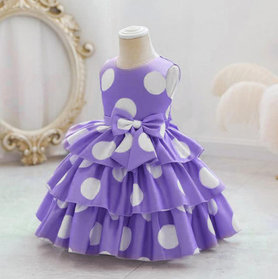 EVOSEL Girls Midi/Knee Length Party Dress(Purple, Sleeveless)