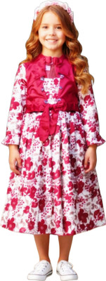 kidsdress Girls Above Knee Party Dress(Red, White, Fashion Sleeve)
