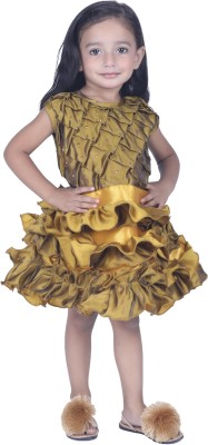 stylestorm Girls Midi/Knee Length Festive/Wedding Dress(Yellow, Sleeveless)