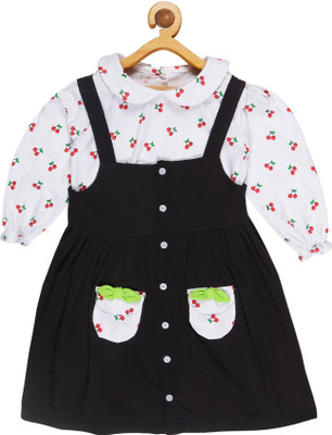 babeezworld Girls Midi/Knee Length Casual Dress(Black, Full Sleeve)