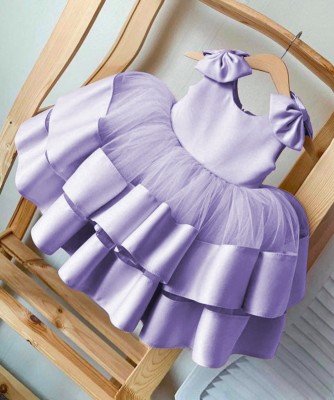 ATLANTA IMPEX Girls Midi/Knee Length Festive/Wedding Dress(Purple, Sleeveless)