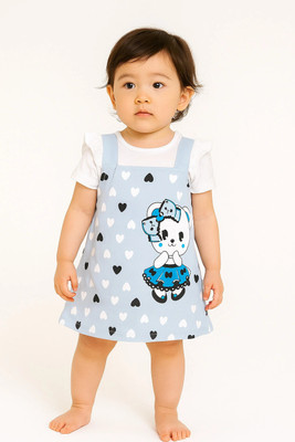 The TORN Indi Baby Girls Midi/Knee Length Party Dress(Blue, Half Sleeve)