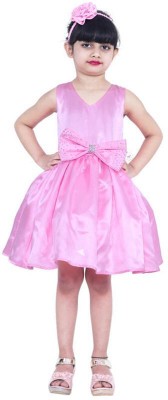 Wish littlle Girls Above Knee Party Dress(Pink, Sleeveless)