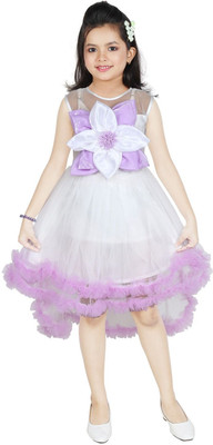 TrendyCreations Indi Girls Midi/Knee Length Festive/Wedding Dress(White, Sleeveless)