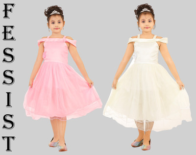 Fessist Indi Girls Midi/Knee Length Party Dress(Multicolor, Sleeveless)