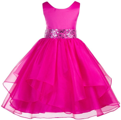 Wish littlle Girls Maxi/Full Length Party Dress(Pink, Sleeveless)