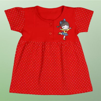 Shakubhar Fashion Baby Girls Mini/Short Casual Dress(Red, Short Sleeve)
