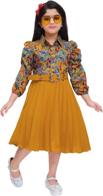 ALI IMRAN DRESSES Indi Girls Maxi/Full Length Party Dress(Gold, 3/4 Sleeve)