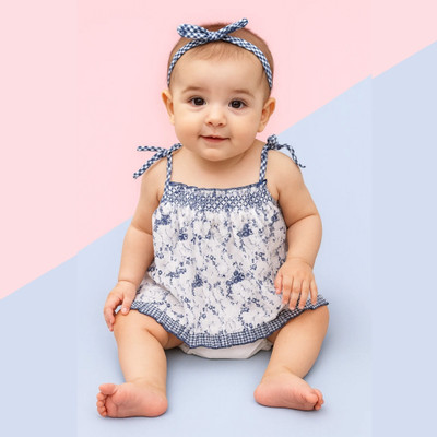 Neska Moda Indi Baby Girls Midi/Knee Length Casual Dress(Dark Blue, Sleeveless)