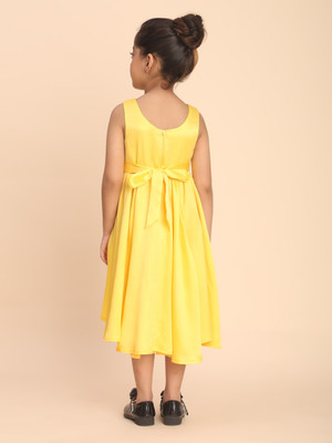 Toy Balloon Kids Girls Midi/Knee Length Party Dress(Yellow, Sleeveless)