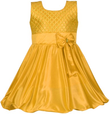 Wishkaro Baby Girls Maxi/Full Length Party Dress(Yellow, Sleeveless)