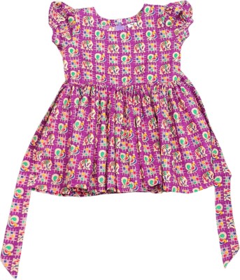 rayie collection Indi Girls Midi/Knee Length Casual Dress(Purple, Sleeveless)