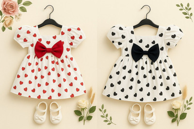 Elite attire Indi Baby Girls Above Knee Party Dress(White, Short Sleeve)