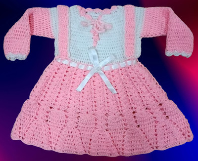 Sfw Indi Girls Below Knee Festive/Wedding Dress(Pink, Full Sleeve)